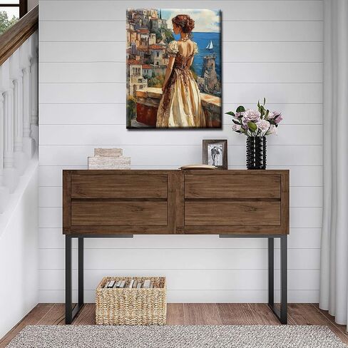 Tucocoo Elegant Woman Paint by Numbers Kits 16x20 inch Canvas DIY Oil Painting for Adults with Brushes and Acrylic Pigment Ancient European Cities Scenery Art Picture for Home Decor (Without Frame) in Saudi Arabia