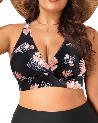 Yonique Women Plus Size Bikini Top Large Bust Swim Top Full Coverage Swimsuit Sport Bra Bathing Suit in Kuwait