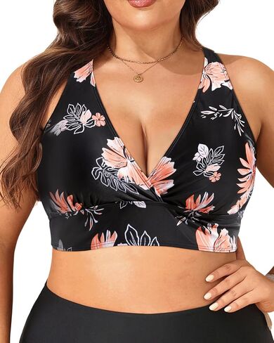 Yonique Women Plus Size Bikini Top Large Bust Swim Top Full Coverage Swimsuit Sport Bra Bathing Suit in Kuwait