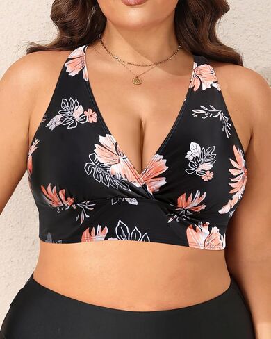 Yonique Women Plus Size Bikini Top Large Bust Swim Top Full Coverage Swimsuit Sport Bra Bathing Suit in Kuwait