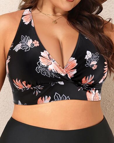 Yonique Women Plus Size Bikini Top Large Bust Swim Top Full Coverage Swimsuit Sport Bra Bathing Suit in Kuwait