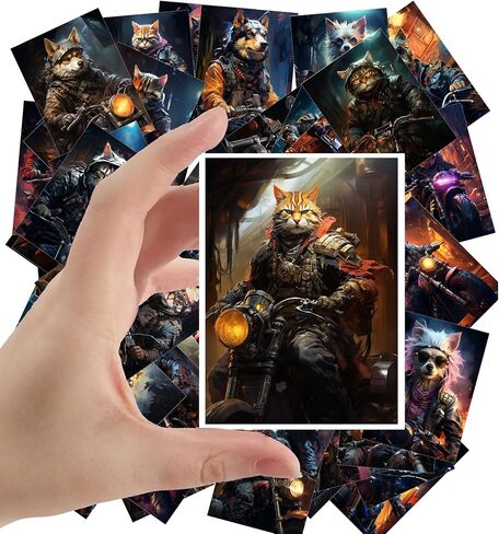 Large Stickers 24 pcs (2.5"x3.5" Each) Smart Space Cats in Spacesuits and Rockets Vintage Postcards Retro Greeting Card Book Illustration Reprint in Saudi Arabia