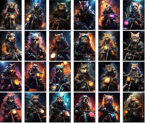 Large Stickers 24 pcs (2.5"x3.5" Each) Smart Space Cats in Spacesuits and Rockets Vintage Postcards Retro Greeting Card Book Illustration Reprint in Saudi Arabia