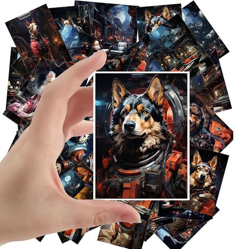 Large Stickers 24 pcs (2.5"x3.5" Each) Smart Space Cats in Spacesuits and Rockets Vintage Postcards Retro Greeting Card Book Illustration Reprint in Saudi Arabia