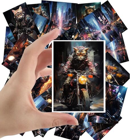 Large Stickers 24 pcs (2.5"x3.5" Each) Smart Space Cats in Spacesuits and Rockets Vintage Postcards Retro Greeting Card Book Illustration Reprint in Saudi Arabia