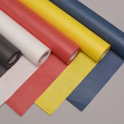 O-Bang JI ، لفة الورق Hanji Colered ، ملمس الألياف الطبيعية Unyong / 45gsm ، 21.3 "× 590" / ورقة التوت التقليدية الكورية (أصفر) in Kuwait
