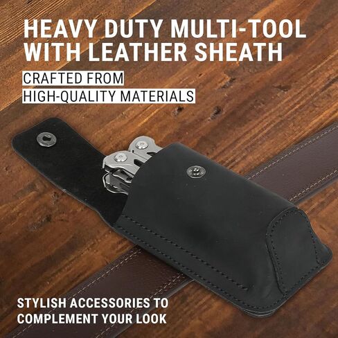 EPG Heavy Duty Multitool Bundle: Leather Case, Multi-Function Flashlight, Screwdriver Bits, 18 Stainless Steel Locking Tools, EDC Gear with Pliers, Bottle Opener, Box Cutter and More, Fits in Pocket in Saudi Arabia