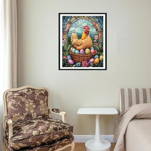 ARNLRDYA Easter Bunny and Eggs Paint by Number Kits for Adults Beginner, Christian Stained Glass Paint by Numbers, Religion Rabbit Flower Vintage Oil Painting for Gift Home Decor(16×20inch Unframe) in Saudi Arabia