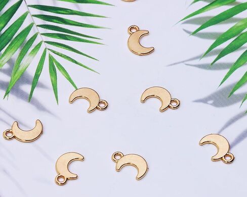 Small Moon Charms Metal Vintage Pendant Charm Bead for Bracelet Earring Necklace Keychain Jewelry Making Cards Tags Crafting Supplies, 50PCS in Kuwait