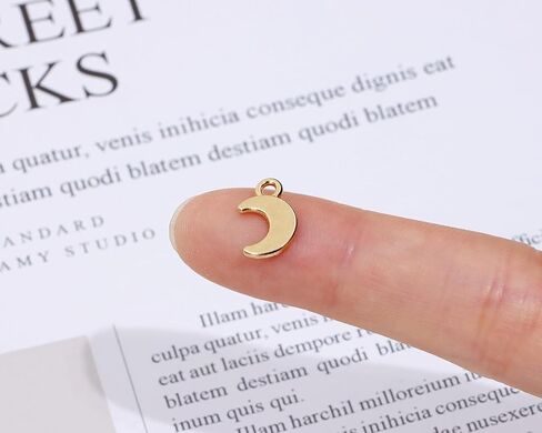 Small Moon Charms Metal Vintage Pendant Charm Bead for Bracelet Earring Necklace Keychain Jewelry Making Cards Tags Crafting Supplies, 50PCS in Kuwait