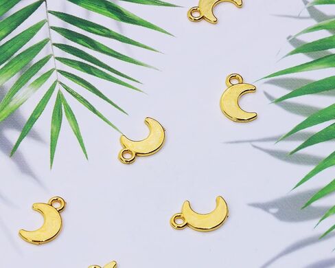 Small Moon Charms Metal Vintage Pendant Charm Bead for Bracelet Earring Necklace Keychain Jewelry Making Cards Tags Crafting Supplies, 50PCS in Kuwait