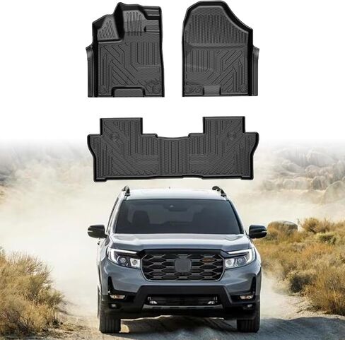 بطانة سجاد أرضية Mixsuper لسيارة Honda Passport 2019-2024، بطانات أرضية مكونة من صفين مناسبة لجميع الأحوال الجوية ومجموعة سجادة صندوق السيارة باللون الأسود in Kuwait