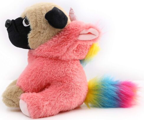 PUG UNICORN محشو بالحيوان كلب الصلصال يرتدي زي أزياء يونيكورن بوج يرتدي ملابس جميلة مضحك أحادي القرن للألعاب in Kuwait