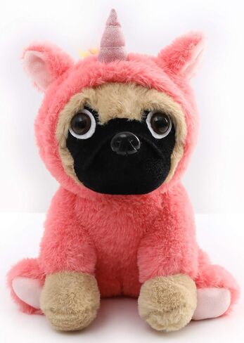 PUG UNICORN محشو بالحيوان كلب الصلصال يرتدي زي أزياء يونيكورن بوج يرتدي ملابس جميلة مضحك أحادي القرن للألعاب in Kuwait