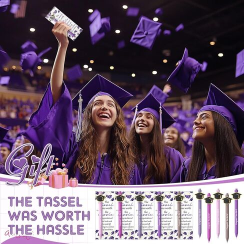 20 مجموعة التخرج فئة قلم الحبر من 2025 هدايا التخرج السائبة قبعة قلم الحفل مع بطاقات تحفيز تحفيزية حفلات الحفلة للمدرسة الثانوية كلية الجامعة (الأرجواني) in Kuwait