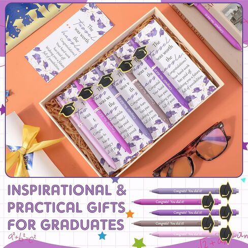 20 مجموعة التخرج فئة قلم الحبر من 2025 هدايا التخرج السائبة قبعة قلم الحفل مع بطاقات تحفيز تحفيزية حفلات الحفلة للمدرسة الثانوية كلية الجامعة (الأرجواني) in Kuwait