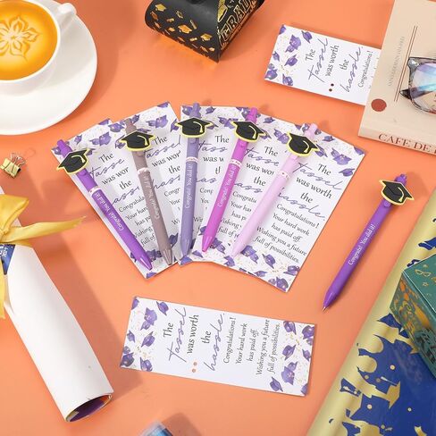 20 مجموعة التخرج فئة قلم الحبر من 2025 هدايا التخرج السائبة قبعة قلم الحفل مع بطاقات تحفيز تحفيزية حفلات الحفلة للمدرسة الثانوية كلية الجامعة (الأرجواني) in Kuwait