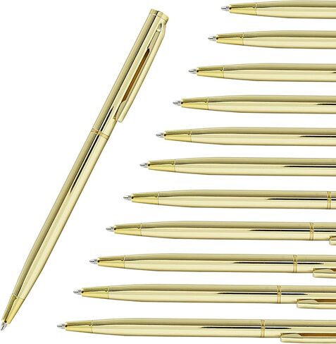Hitefu 15PCS Gold Metallic Pens, Slim Metallic Retractable Ballpoint Pens, Black Ink Metal Pens for Business Office Students Teachers, 1.0 mm Medium Point, Stylish Style in Kuwait