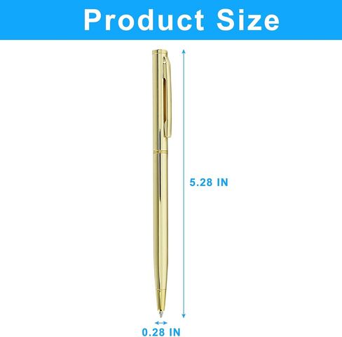Hitefu 15PCS Gold Metallic Pens, Slim Metallic Retractable Ballpoint Pens, Black Ink Metal Pens for Business Office Students Teachers, 1.0 mm Medium Point, Stylish Style in Kuwait
