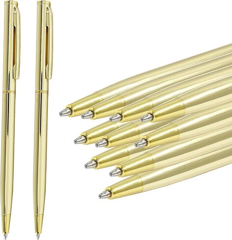 Hitefu 15PCS Gold Metallic Pens, Slim Metallic Retractable Ballpoint Pens, Black Ink Metal Pens for Business Office Students Teachers, 1.0 mm Medium Point, Stylish Style in Kuwait