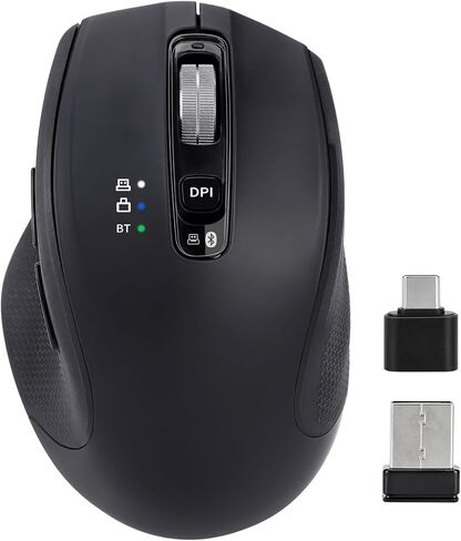 Bluetooth Mouse, Multi-Device Wireless Mouse with USB-A, USB-C Receiver Ergonomic Silent Clicking Rechargeable Mouse for Computer Desktop PC Laptop Mac iPad and Windows(Blue) in Saudi Arabia