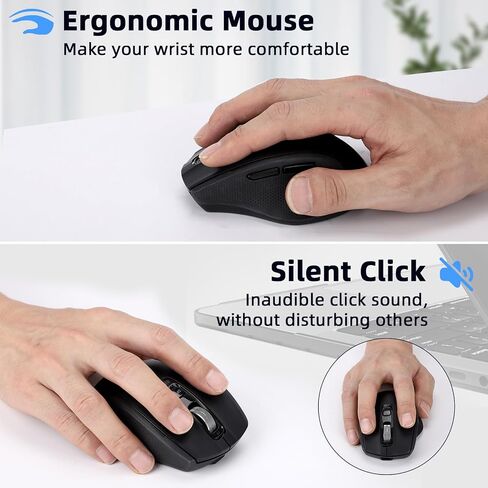 Bluetooth Mouse, Multi-Device Wireless Mouse with USB-A, USB-C Receiver Ergonomic Silent Clicking Rechargeable Mouse for Computer Desktop PC Laptop Mac iPad and Windows(Blue) in Saudi Arabia