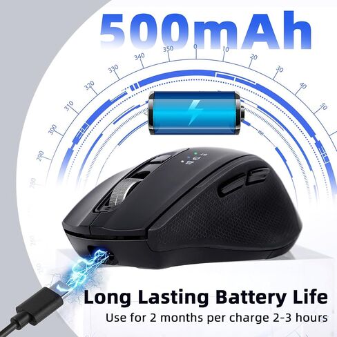 Bluetooth Mouse, Multi-Device Wireless Mouse with USB-A, USB-C Receiver Ergonomic Silent Clicking Rechargeable Mouse for Computer Desktop PC Laptop Mac iPad and Windows(Blue) in Saudi Arabia