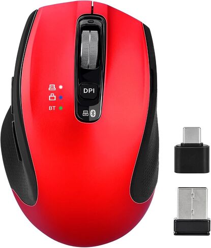 Bluetooth Mouse, Multi-Device Wireless Mouse with USB-A, USB-C Receiver Ergonomic Silent Clicking Rechargeable Mouse for Computer Desktop PC Laptop Mac iPad and Windows(Blue) in Saudi Arabia