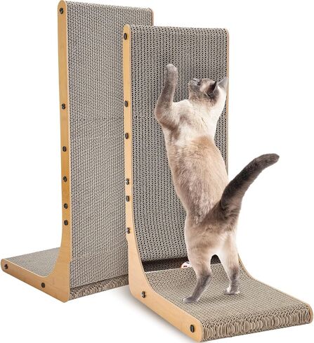 2 pcs l شكل خدش القطط للقطط الداخلية ، لوحة خدش القط العمودي مع لعبة الجرس حماية الأثاث cat pad (32 بوصة) in Kuwait