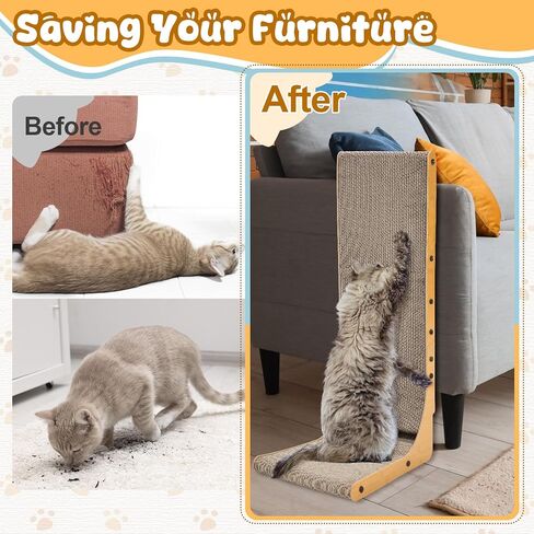 2 pcs l شكل خدش القطط للقطط الداخلية ، لوحة خدش القط العمودي مع لعبة الجرس حماية الأثاث cat pad (32 بوصة) in Kuwait