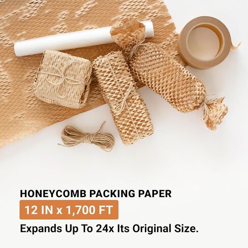 AVIDITI Honeycomb Packing Paper 12" W x 1700' L | Eco-Friendly Wrapping & Packaging Paper Supplies for Moving, Storage & Shipping, Comparable to Bubble Wrap & Newsprint Packing Paper Sheets in Saudi Arabia