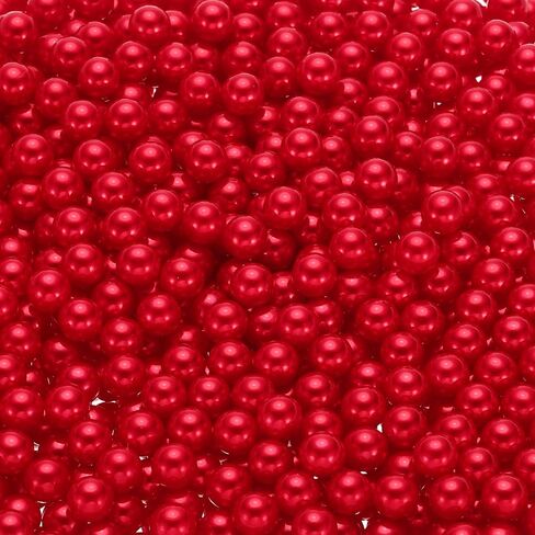 uxcell 1000Pcs Faux Pearl for Vase Filler, 8mm No Hole ABS Round Pearls for Crafting, Jewelry Making, Vase Filler, Cosmetic Boxes, DIY Parts, Table Scatter, Home Decoration, Red in Saudi Arabia