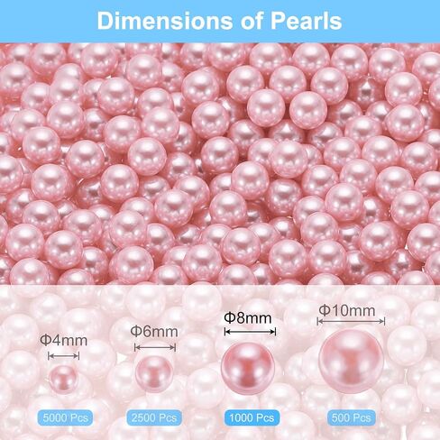 uxcell 1000Pcs Faux Pearl for Vase Filler, 8mm No Hole ABS Round Pearls for Crafting, Jewelry Making, Vase Filler, Cosmetic Boxes, DIY Parts, Table Scatter, Home Decoration, Red in Saudi Arabia