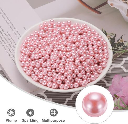 uxcell 1000Pcs Faux Pearl for Vase Filler, 8mm No Hole ABS Round Pearls for Crafting, Jewelry Making, Vase Filler, Cosmetic Boxes, DIY Parts, Table Scatter, Home Decoration, Red in Saudi Arabia