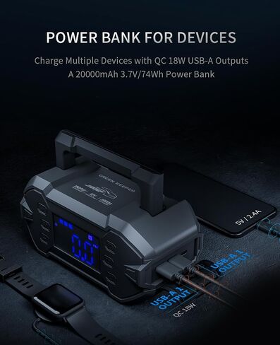 Portable Car Jump Starter 4000A: 12V Battery Jumper Emergency for 10.0L Gas Diesel Engines, Power Booster Start Boost Charger, Intelligent Protection, USB-A Type-C Ports with mutifuctional Light in Saudi Arabia