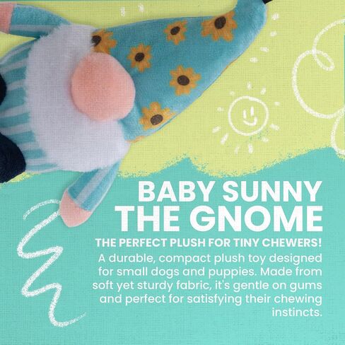 Baby Sunny Small Gnome Plush Toy with Repair Patch – Gentle and Durable Squeaky Dog Toy for Small Breeds – Ideal for Biting and Play – Made from Recycled Materials in Saudi Arabia