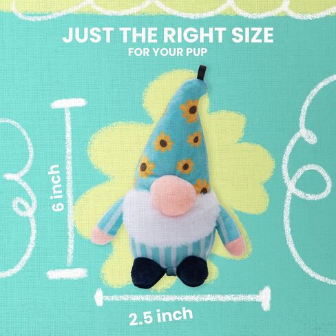 Baby Sunny Small Gnome Plush Toy with Repair Patch – Gentle and Durable Squeaky Dog Toy for Small Breeds – Ideal for Biting and Play – Made from Recycled Materials in Saudi Arabia