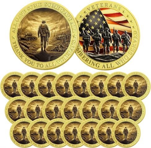 Military Challenge Coins - Bulk 24 Pcs Veterans Challenge Coin Remembering All Who Served Military Coins Soldier Tribute Coin Military Appreciation Gift in Saudi Arabia