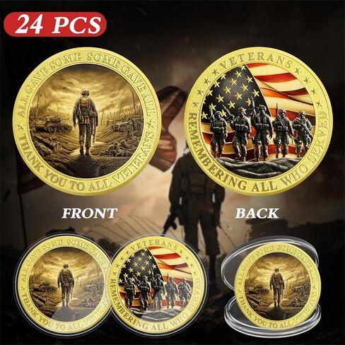 Military Challenge Coins - Bulk 24 Pcs Veterans Challenge Coin Remembering All Who Served Military Coins Soldier Tribute Coin Military Appreciation Gift in Saudi Arabia