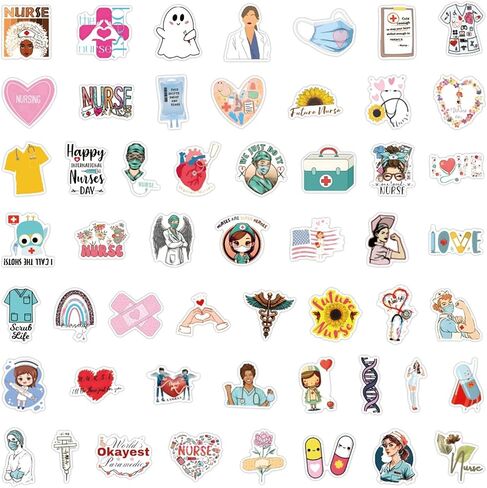 55Pcs Medical Assistant Stickers,Medical Assistant Supplies, Waterproof Vinyl Stickers for Medical Assistants, Teens, Aduts - Funny Medical Stickers Decals for Laptop Water Bottles (Assistant) in Kuwait