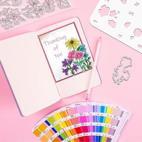 Origach Calla Lily Stency Stamp and Die Set for Cards ، وقالب الاستنسل الزهرة سيليكون ختم واضحة ومجموعات الموت المعدنية لألبوم صور القصاصات DIY. in Saudi Arabia