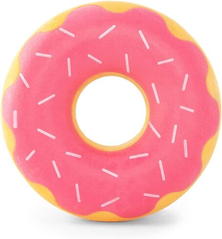 ZippyPaws ZippyTuff Dog Chew Toy - Durable Rubber Chew Ring Toy, Puppy Teething Toys, Tough & Squeaky Toys for Small, Medium, & Large Dogs, Flexible TPR Material - Strawberry Donut in Saudi Arabia