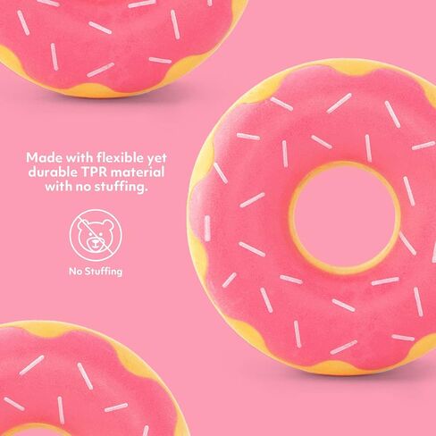ZippyPaws ZippyTuff Dog Chew Toy - Durable Rubber Chew Ring Toy, Puppy Teething Toys, Tough & Squeaky Toys for Small, Medium, & Large Dogs, Flexible TPR Material - Strawberry Donut in Saudi Arabia