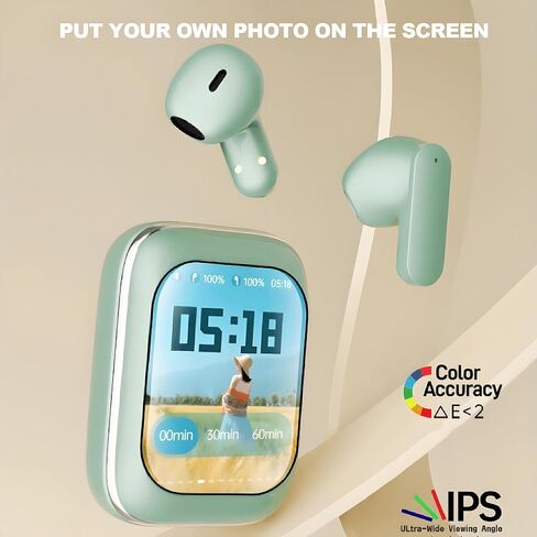 Smart Small Mini Touch Screen Earbuds with Screen for iPhone Android TWS Bluetooth Wireless Touchscreen Earbuds Small Ears Canals Blue Tooth Ear Buds Touch Screen Earphones Ear Buds in Saudi Arabia