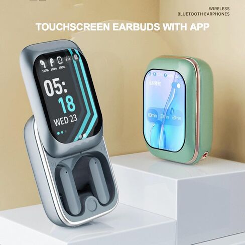 Smart Small Mini Touch Screen Earbuds with Screen for iPhone Android TWS Bluetooth Wireless Touchscreen Earbuds Small Ears Canals Blue Tooth Ear Buds Touch Screen Earphones Ear Buds in Saudi Arabia