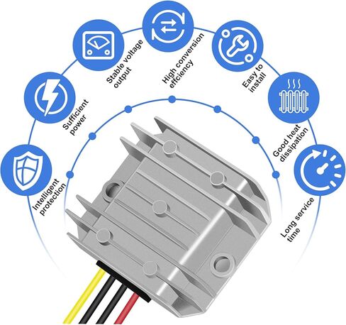 YRDZXG12V/24V to 5V10A 50W Buck Converter with Fuse Voltage Regulator Voltage Reducer Power Converter Waterproof Transformer Electric Power converters in Kuwait