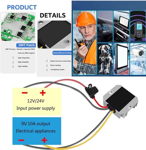 YRDZXG12V/24V to 5V10A 50W Buck Converter with Fuse Voltage Regulator Voltage Reducer Power Converter Waterproof Transformer Electric Power converters in Kuwait