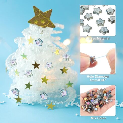 PATIKIL 8mm Crystal Star Beads, 100 Pcs Star Bead Glass Spacers Bead Star Shaped Charm Pendants for Jewelry Making Bracelet Necklace DIY Crafts, Yellow Green in Saudi Arabia