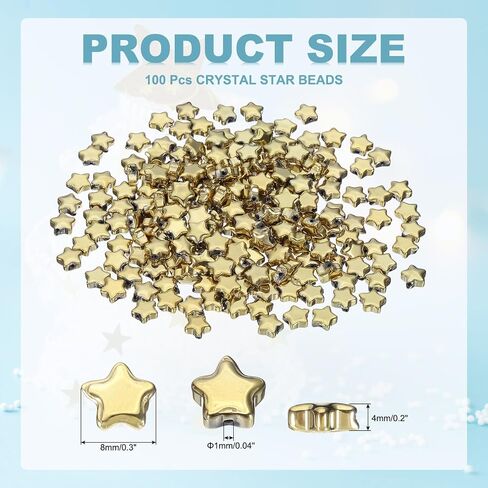 PATIKIL 8mm Crystal Star Beads, 100 Pcs Star Bead Glass Spacers Bead Star Shaped Charm Pendants for Jewelry Making Bracelet Necklace DIY Crafts, Yellow Green in Saudi Arabia