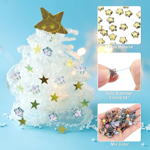 PATIKIL 8mm Crystal Star Beads, 100 Pcs Star Bead Glass Spacers Bead Star Shaped Charm Pendants for Jewelry Making Bracelet Necklace DIY Crafts, Yellow Green in Saudi Arabia